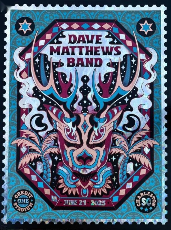Bene Rohlmann — Dave Matthews Band, Credit One Stadium, Charleston, SC · Jun 21, 2025 Show Foil Poster
