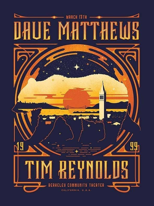 Matt Fleming — Dave Matthews Band, Berkeley Community Theater, Berkeley, CA · Mar 13, 1999 Show Poster