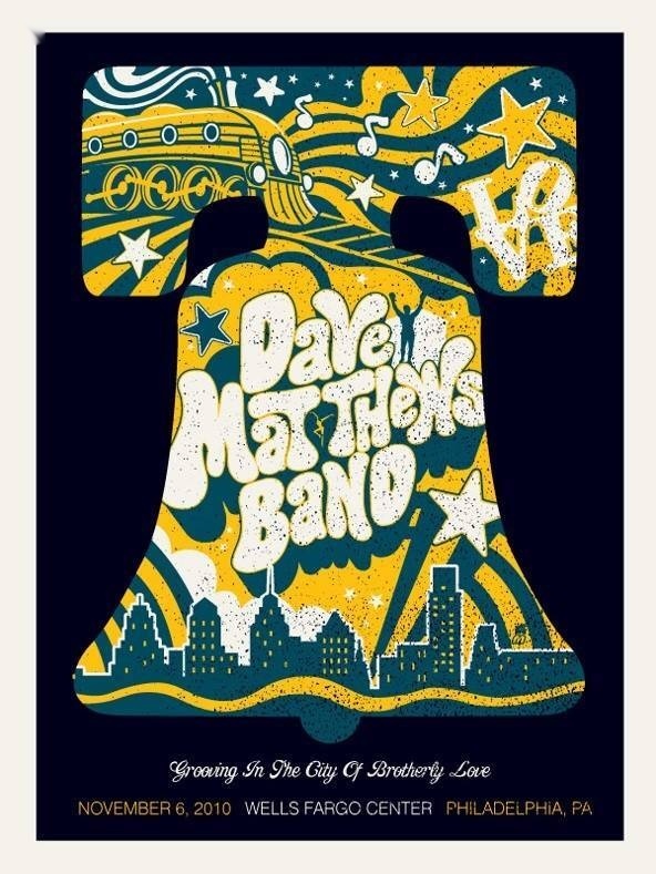 Methane Studios — Dave Matthews Band, Wells Fargo Center, Philadelphia, PA · Nov 6, 2010 Artist Proof Poster