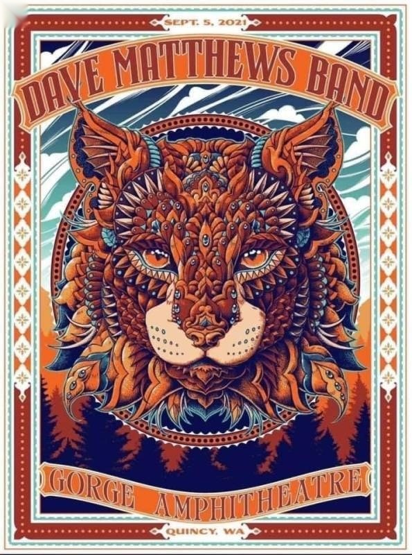 Ben Kwok (BIOWORKZ) — Dave Matthews Band, The Gorge Amphitheatre, George, WA · Sep 5, 2021 Foil Poster