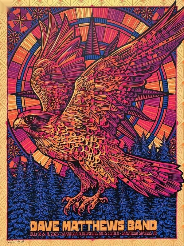Todd Slater — Dave Matthews Band, Saratoga Performing Arts Center, Saratoga Springs, NY · Jul 18, 2025 Artist Poster