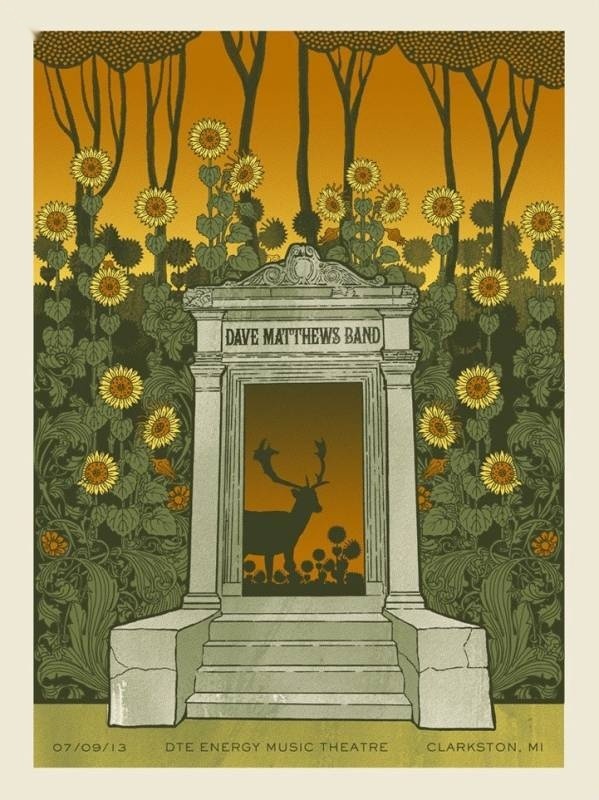 Methane Studios — Dave Matthews Band, DTE Energy Music Theatre, Clarkston, MI · Jul 9, 2013 Artist Proof Poster