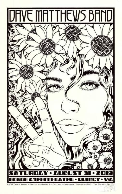 Chuck Sperry — Dave Matthews Band, The Gorge Amphitheatre, George, WA · Aug 31, 2019 Variant Poster