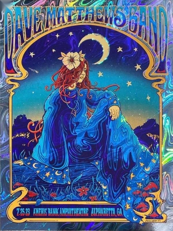 ZazzCorp (Helen Kennedy) — Dave Matthews Band, Ameris Bank Amphitheatre, Alpharetta, GA · Jul 25, 2023 Artist Foil Poster