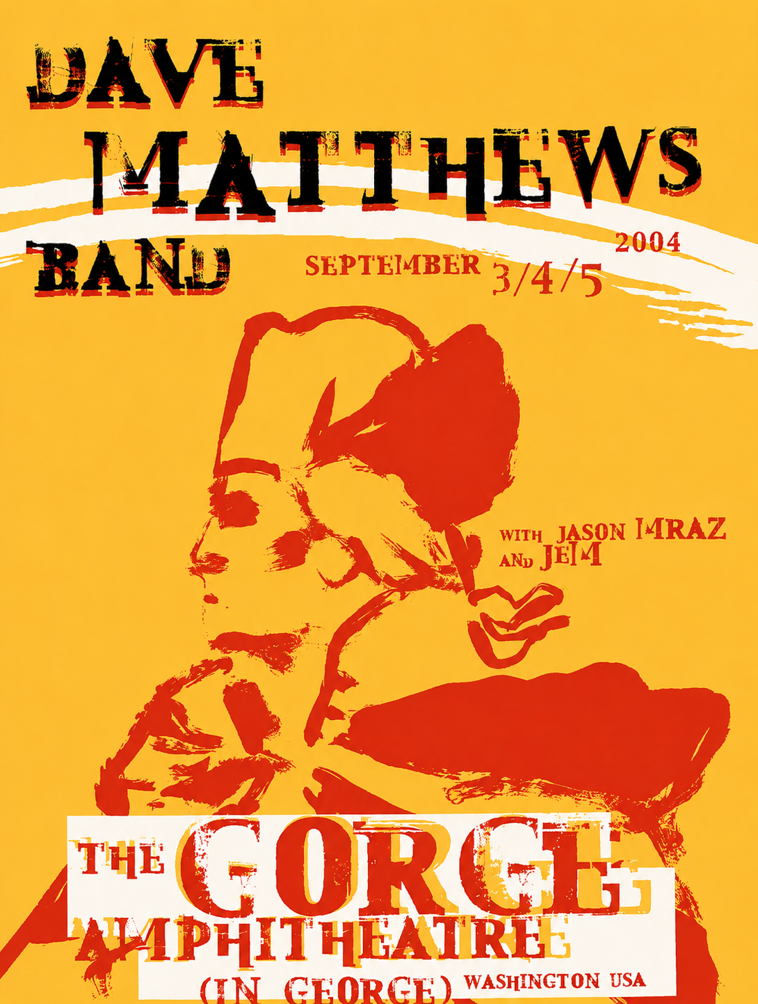 Robert Rini — Dave Matthews Band, The Gorge Amphitheatre, George, WA · Sep 3, 2004 Variant Poster