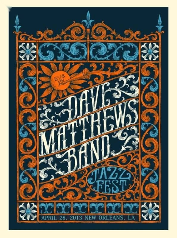 Methane Studios — Dave Matthews Band, Fair Grounds Race Course & Slots, New Orleans, LA · Apr 28, 2013 Artist Poster