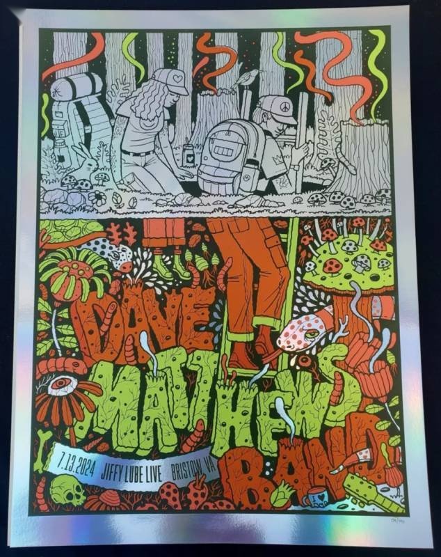 Methane Studios — Dave Matthews Band, Jiffy Lube Live, Bristow, VA · Jul 13, 2024 Show Foil Poster