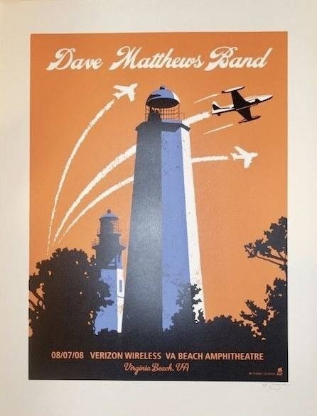 Methane Studios — Dave Matthews Band, Veterans United Home Loans Amphitheater at Virginia Beach, Virginia Beach, VA · Aug 7, 2008 Artist Poster