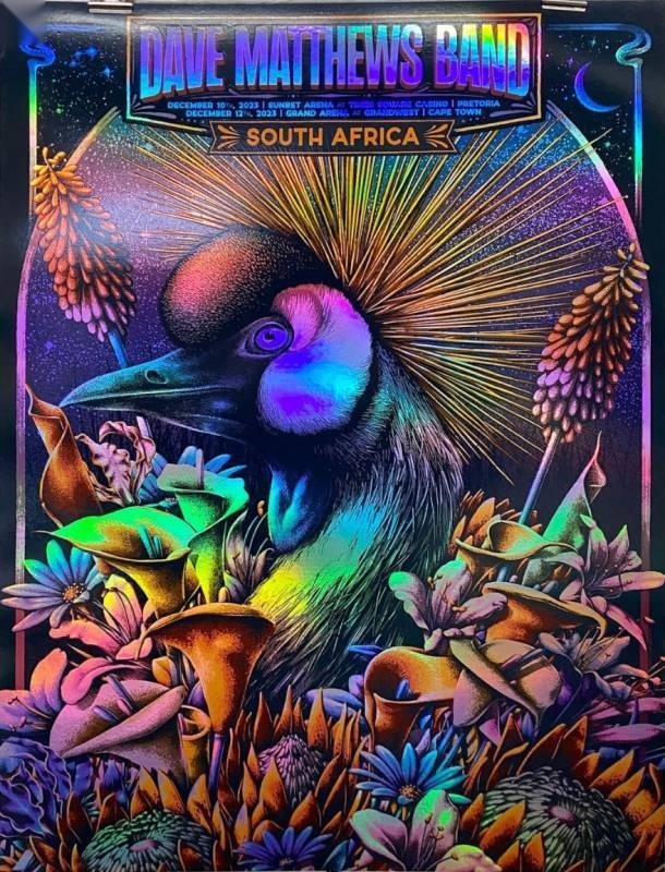 Max Mahn (Twin Home Prints) — Dave Matthews Band, Grand Arena (GrandWest Casino and Entertainment World), Cape Town, ZAF · Dec 12, 2023 Foil Poster