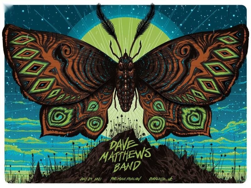 Jeff Soto — Dave Matthews Band, PNC Music Pavilion, Charlotte, NC · Jul 24, 2021 Show Foil Poster
