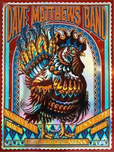 Ben Kwok (BIOWORKZ) — Dave Matthews Band, Bridgestone Arena, Nashville, TN · Jan 12, 2019 Foil Poster