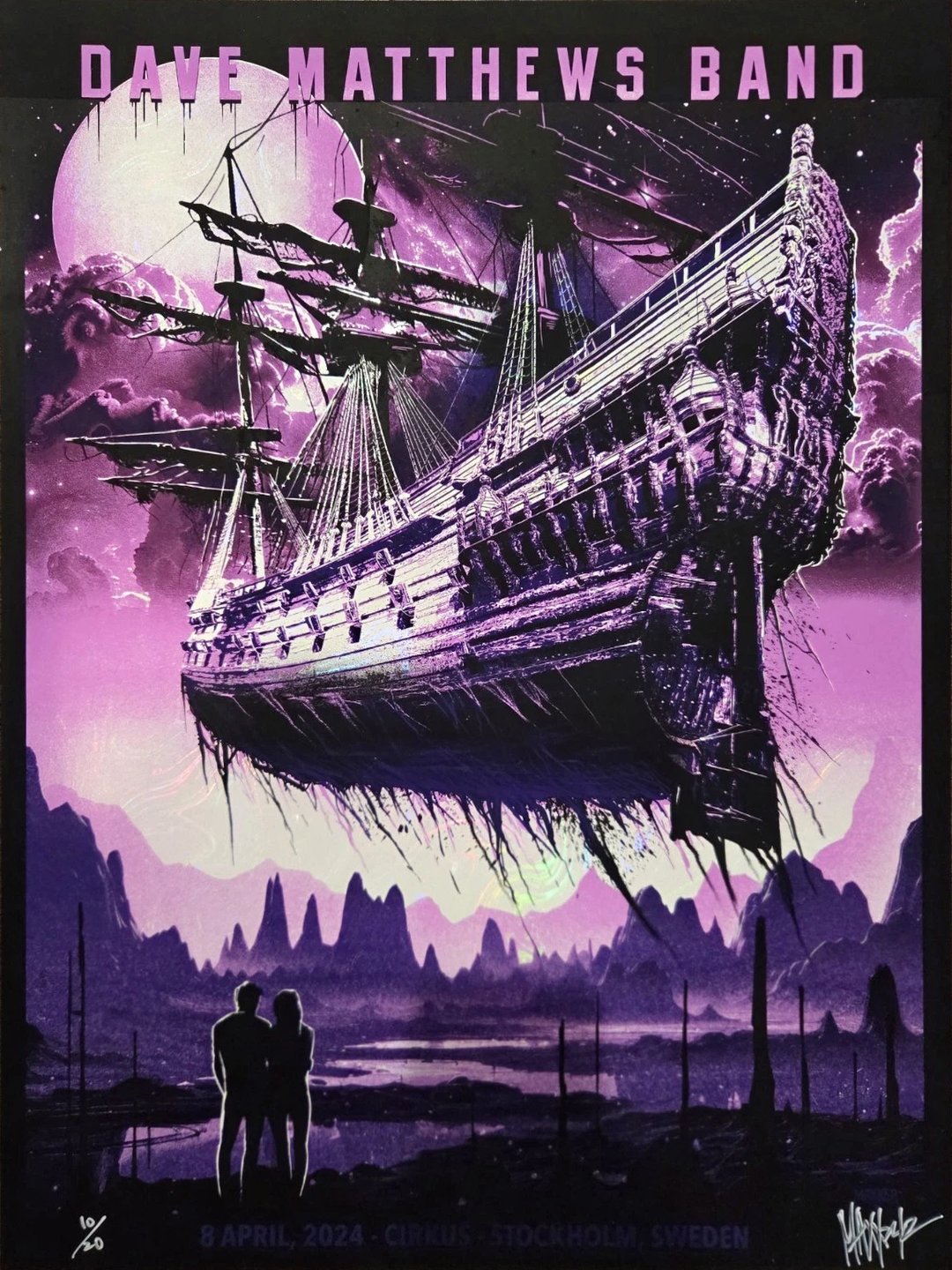 Maxx242 — Dave Matthews Band, Cirkus, Stockholm, SWE · Apr 8, 2024 Artist Foil Poster