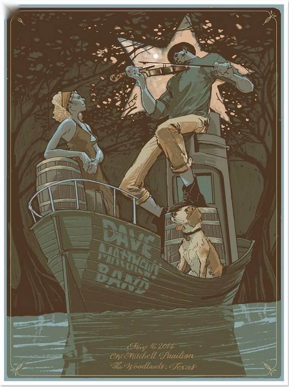 Rich Kelly — Dave Matthews Band, The Cynthia Woods Mitchell Pavilion, The Woodlands, TX · May 16, 2014 Artist Poster