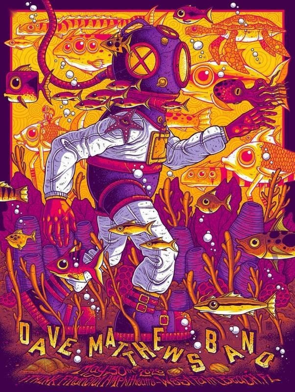 Jim Mazza — Dave Matthews Band, iTHINK Financial Amphitheatre, West Palm Beach, FL · May 30, 2026 Artist Foil Poster