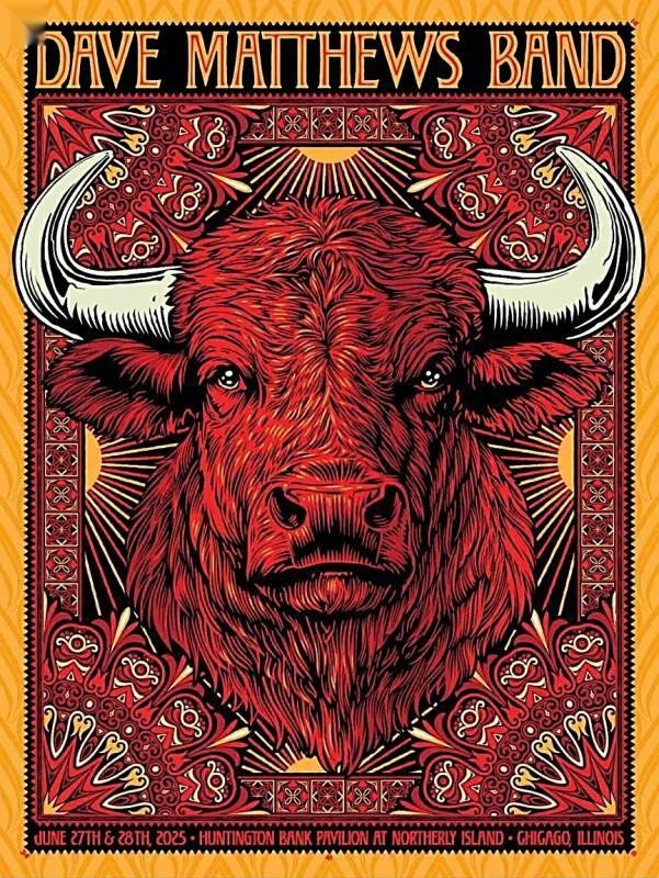 Todd Slater — Dave Matthews Band, Huntington Bank Pavilion at Northerly Island, Chicago, IL · Jun 27, 2025 Artist Poster