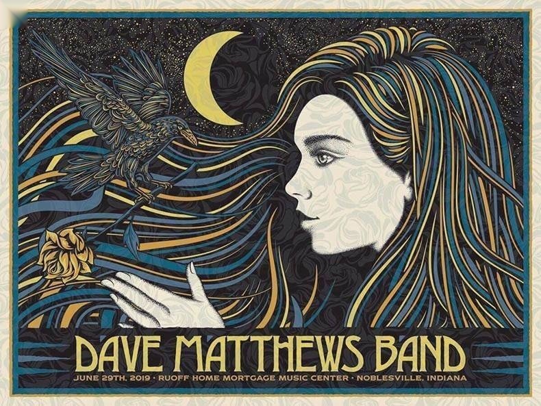 Todd Slater — Dave Matthews Band, Ruoff Music Center, Noblesville, IN · Jun 29, 2019 Variant Poster