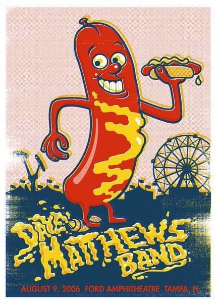 Methane Studios — Dave Matthews Band, MIDFLORIDA Credit Union Amphitheatre at the Florida State Fairgrounds, Tampa, FL · Aug 9, 2006 Artist Proof Poster