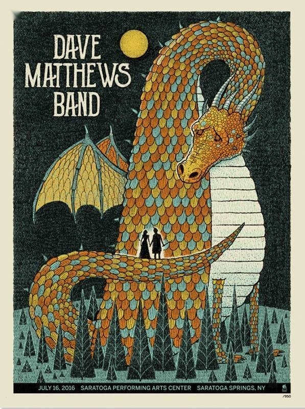 Methane Studios — Dave Matthews Band, Saratoga Performing Arts Center, Saratoga Springs, NY · Jul 16, 2016 Artist Poster