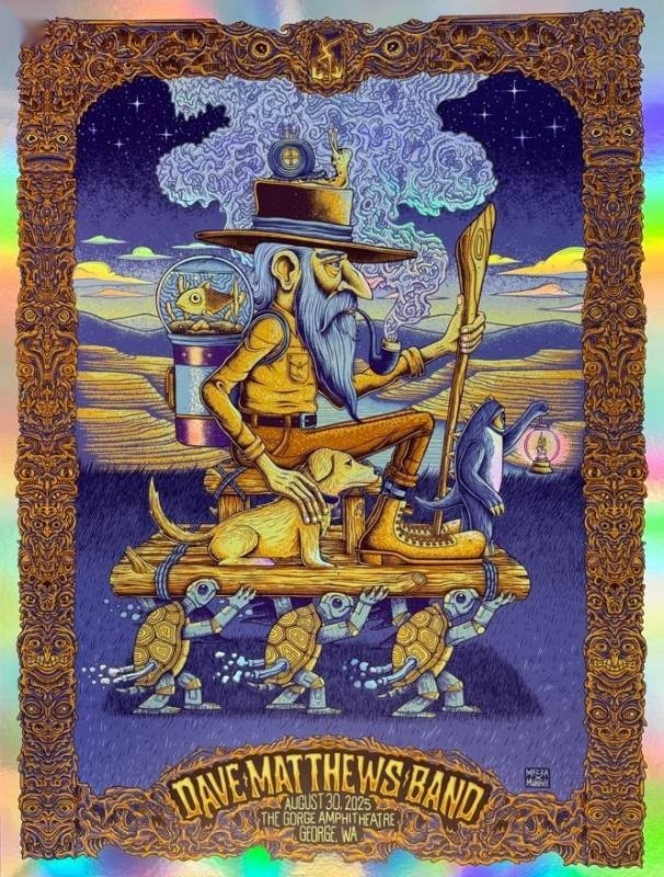 Jim Mazza — Dave Matthews Band, The Gorge Amphitheatre, George, WA · Aug 30, 2025 Artist Foil Poster