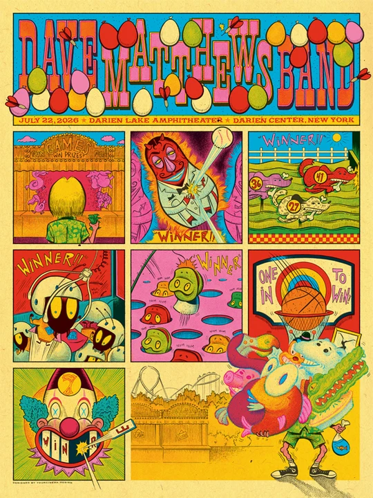 Ryan Besch (Your Cinema) — Dave Matthews Band, Darien Lake Performing Arts Center (Six Flags Darien Lake), Corfu, NY · Jul 22, 2026 Artist Poster
