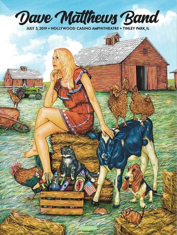 Zeb Love — Dave Matthews Band, Hollywood Casino Amphitheatre, Tinley Park, IL · Jul 3, 2019 Artist Poster