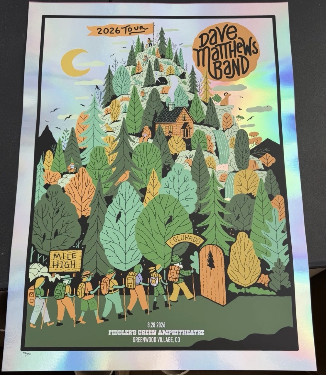 Methane Studios — Dave Matthews Band, Fiddler's Green Amphitheatre, Greenwood Village, CO · Aug 28, 2026 Show Foil Poster