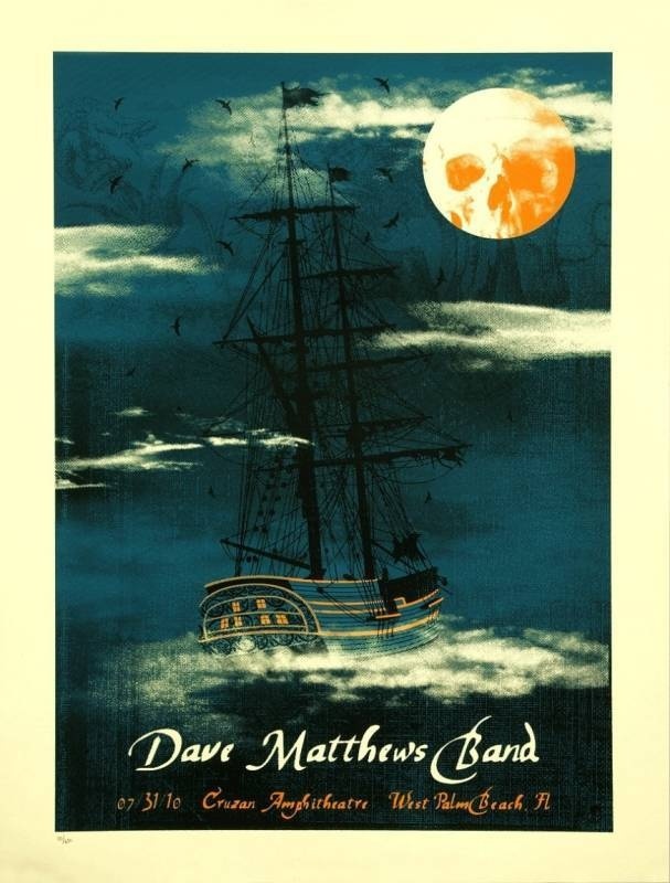 Methane Studios — Dave Matthews Band, iTHINK Financial Amphitheatre, West Palm Beach, FL · Jul 31, 2010 Artist Poster