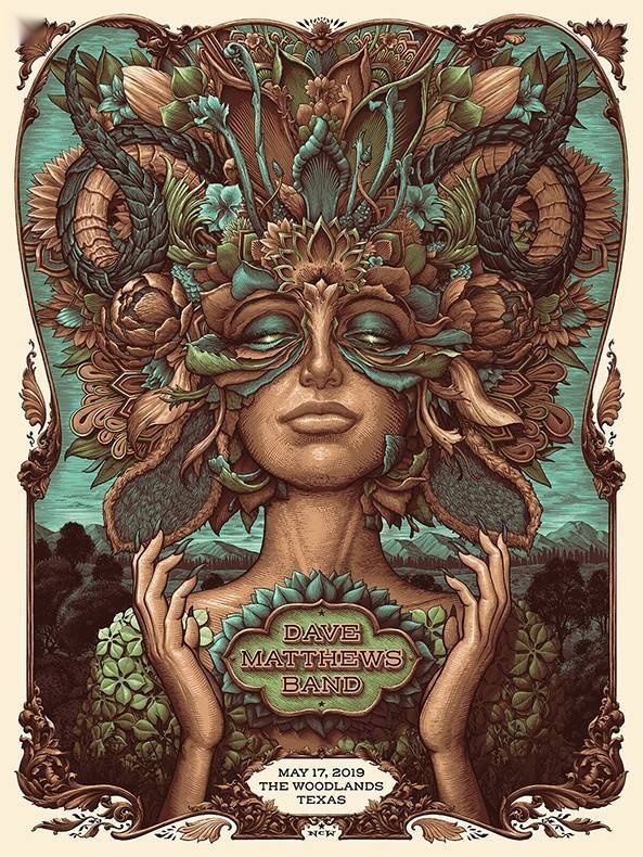 N.C. Winters — Dave Matthews Band, The Cynthia Woods Mitchell Pavilion, The Woodlands, TX · May 17, 2019 Variant Poster