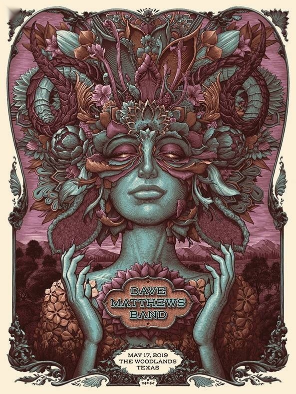 N.C. Winters — Dave Matthews Band, The Cynthia Woods Mitchell Pavilion, The Woodlands, TX · May 17, 2019 Variant Poster