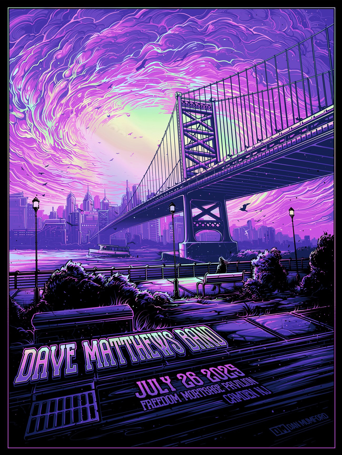 Dan Mumford — Dave Matthews Band, Freedom Mortgage Pavilion, Camden, NJ · Jul 26, 2025 Show Foil Poster