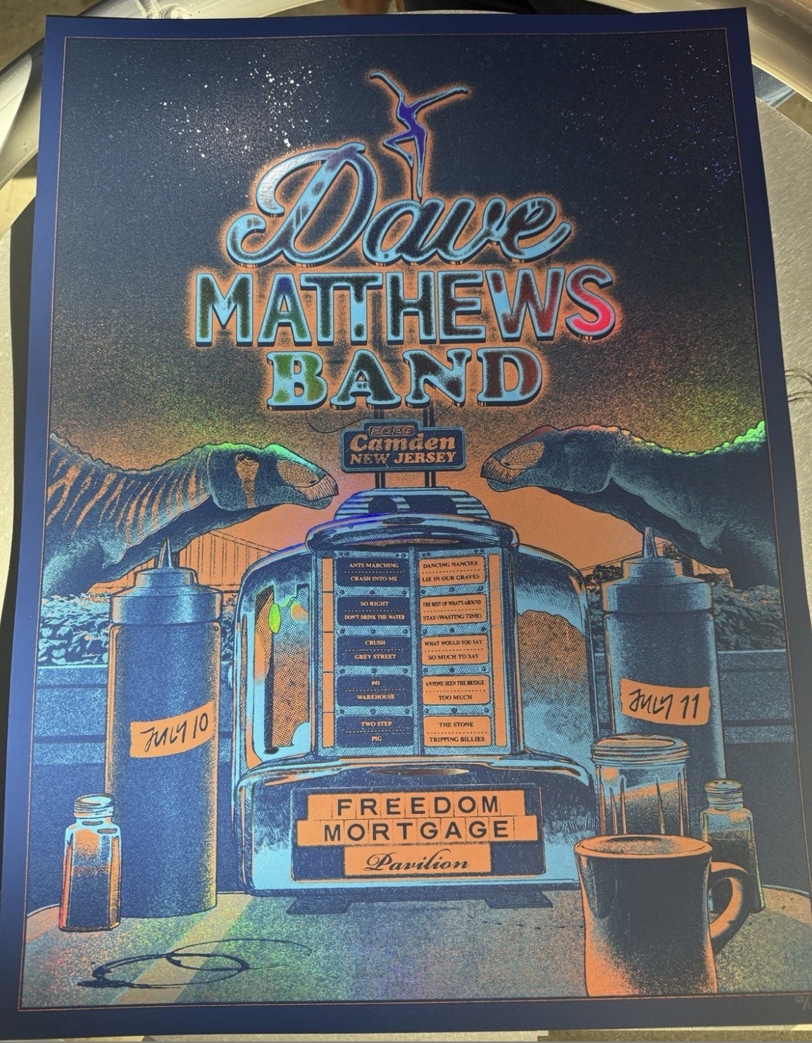 Sebi White — Dave Matthews Band, Freedom Mortgage Pavilion, Camden, NJ · Jul 10–11, 2026 Show Foil Poster