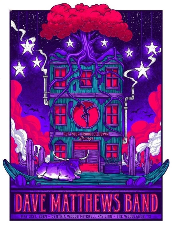 Jim Mazza — Dave Matthews Band, The Cynthia Woods Mitchell Pavilion, The Woodlands, TX · May 31, 2024 Artist Poster