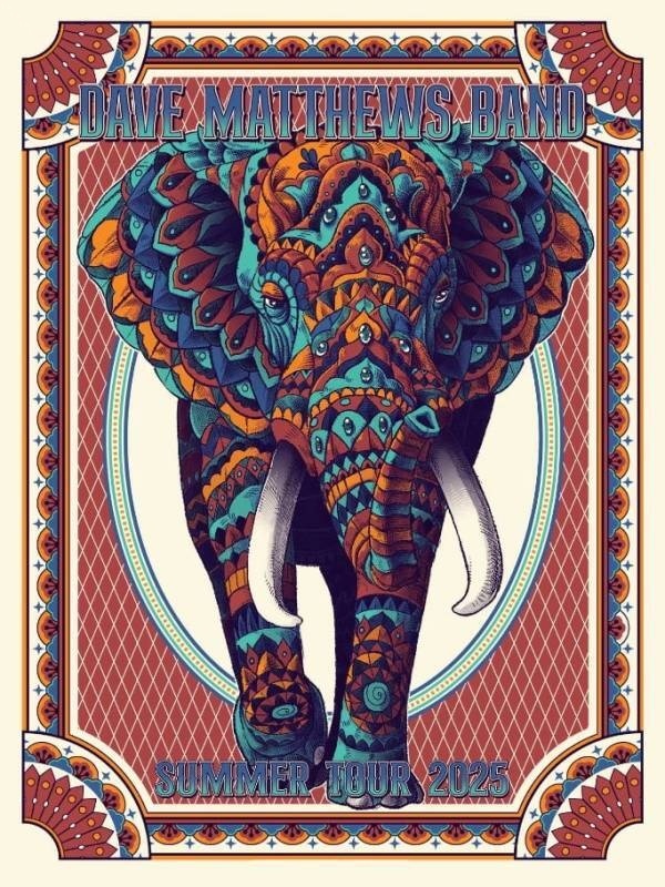 Ben Kwok (BIOWORKZ) — Dave Matthews Band, *multiple venues, Unknown · Jan 1, 2025 Variant Poster