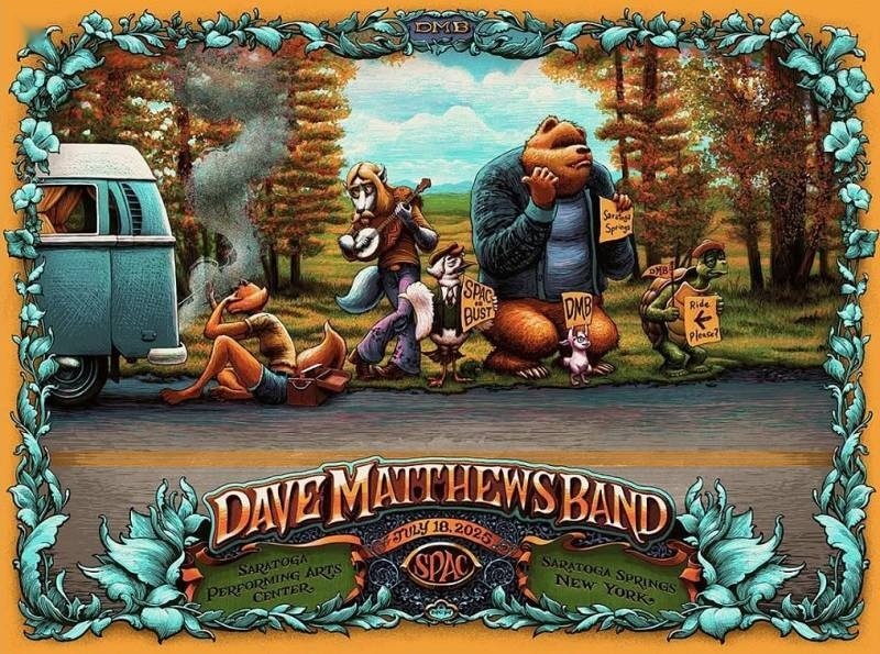 N.C. Winters — Dave Matthews Band, Saratoga Performing Arts Center, Saratoga Springs, NY · Jul 18, 2025 Show Foil Poster