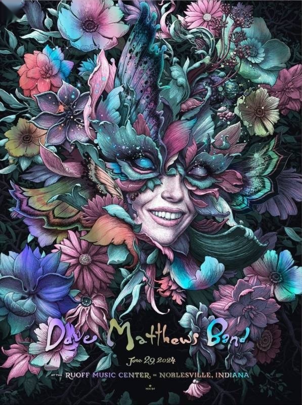N.C. Winters — Dave Matthews Band, Ruoff Music Center, Noblesville, IN · Jun 29, 2024 Foil Poster
