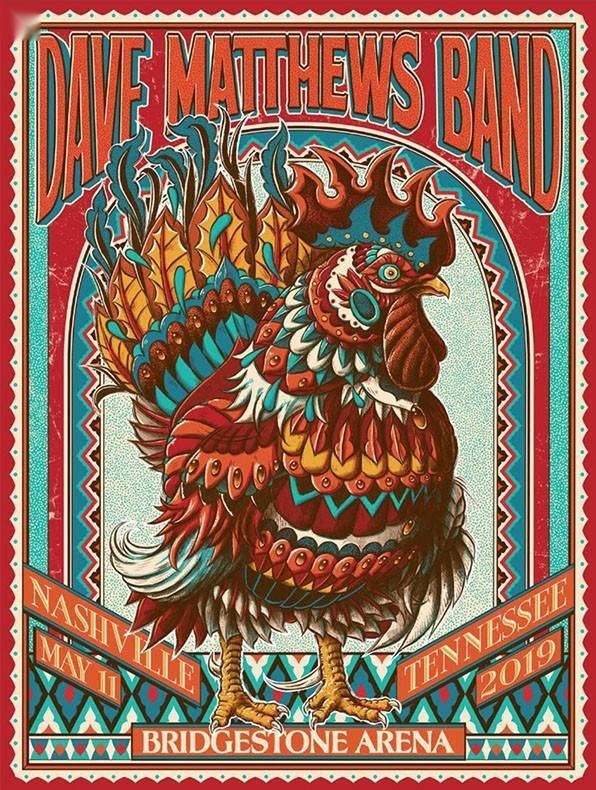 Ben Kwok (BIOWORKZ) — Dave Matthews Band, Bridgestone Arena, Nashville, TN · Jan 12, 2019 Artist Poster