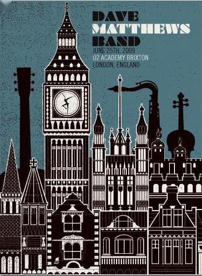 Methane Studios — Dave Matthews Band, O2 Academy, London, ENG · Jun 25, 2009 Poster