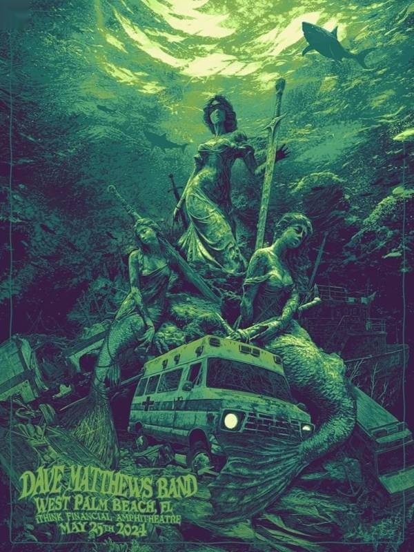 Daniel Danger — Dave Matthews Band, iTHINK Financial Amphitheatre, West Palm Beach, FL · May 25, 2024 Artist Poster