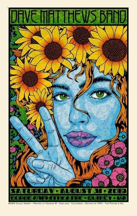Chuck Sperry — Dave Matthews Band, The Gorge Amphitheatre, George, WA · Aug 31, 2019 Artist Poster