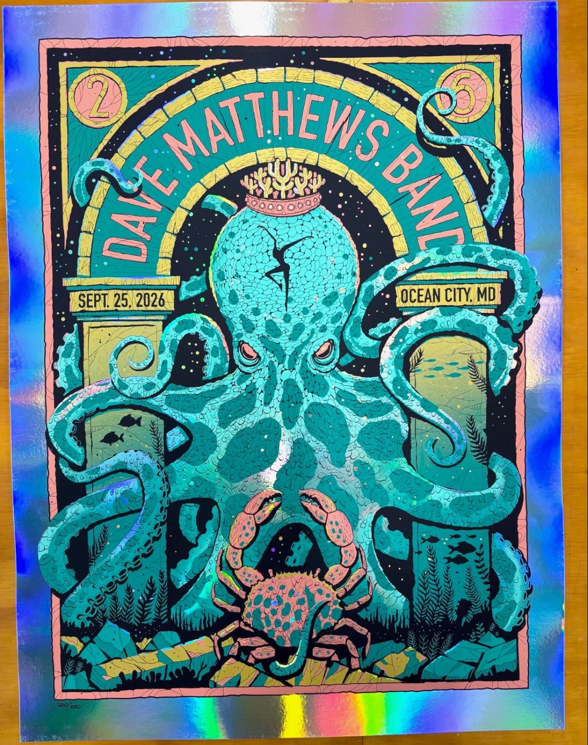 Methane Studios — Dave Matthews Band, Ocean City Inlet Beach, Ocean City, MD · Sep 25, 2026 Show Foil Poster