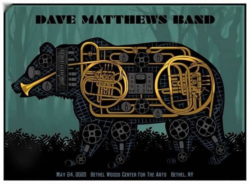Methane Studios — Dave Matthews Band, Bethel Woods Center for the Arts, Bethel, NY · May 24, 2025 Show Foil Poster