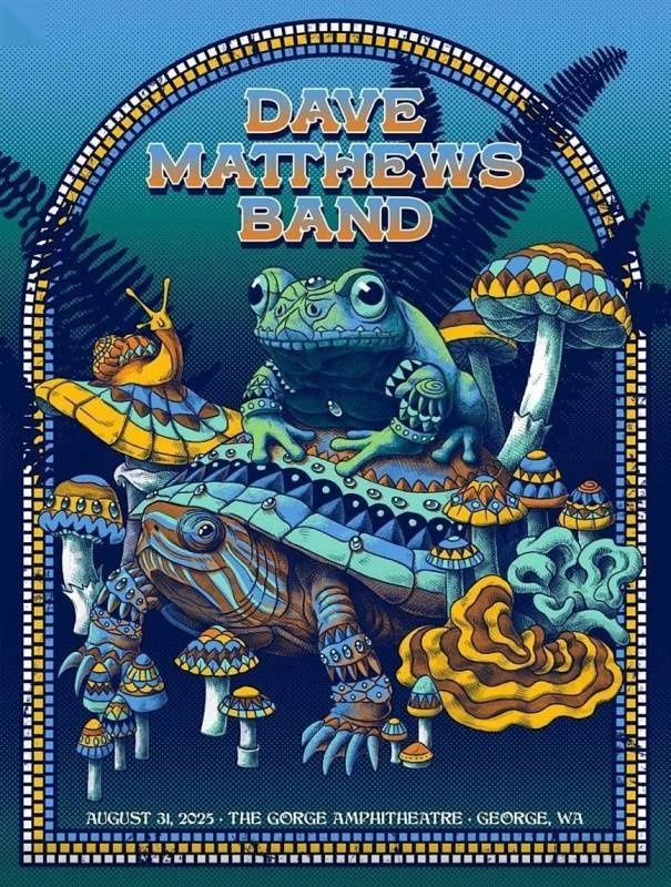 Ben Kwok (BIOWORKZ) — Dave Matthews Band, The Gorge Amphitheatre, George, WA · Aug 31, 2025 Show Foil Poster