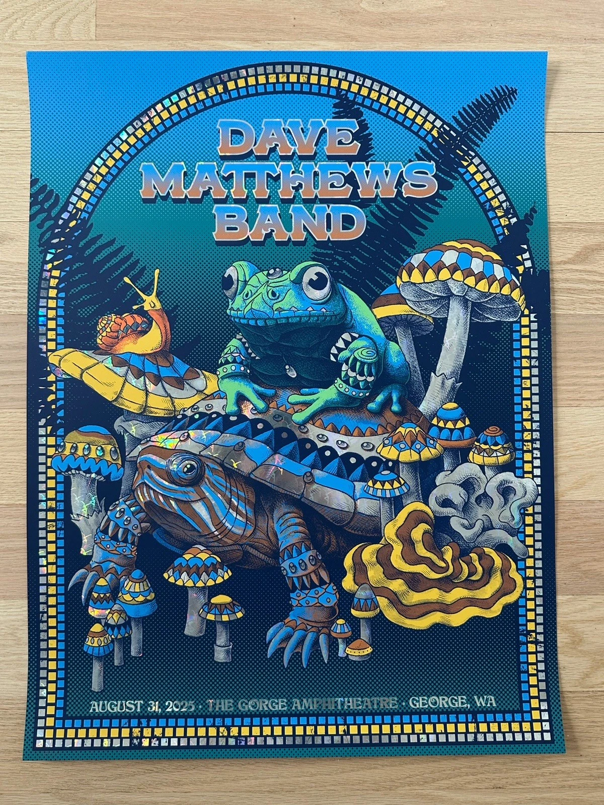 Ben Kwok (BIOWORKZ) — Dave Matthews Band, The Gorge Amphitheatre, George, WA · Aug 31, 2025 Show Foil Poster