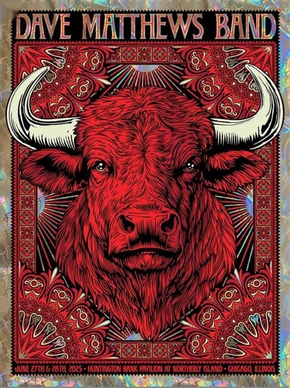 Todd Slater — Dave Matthews Band, Huntington Bank Pavilion at Northerly Island, Chicago, IL · Jun 27, 2025 Foil Poster