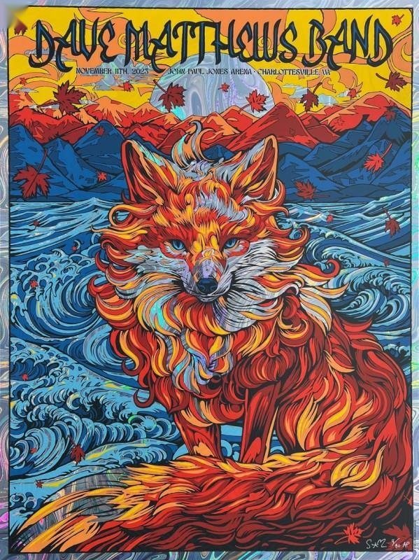 Todd Slater — Dave Matthews Band, John Paul Jones Arena (University of Virginia), Charlottesville, VA · Nov 10, 2023 Artist Foil Poster