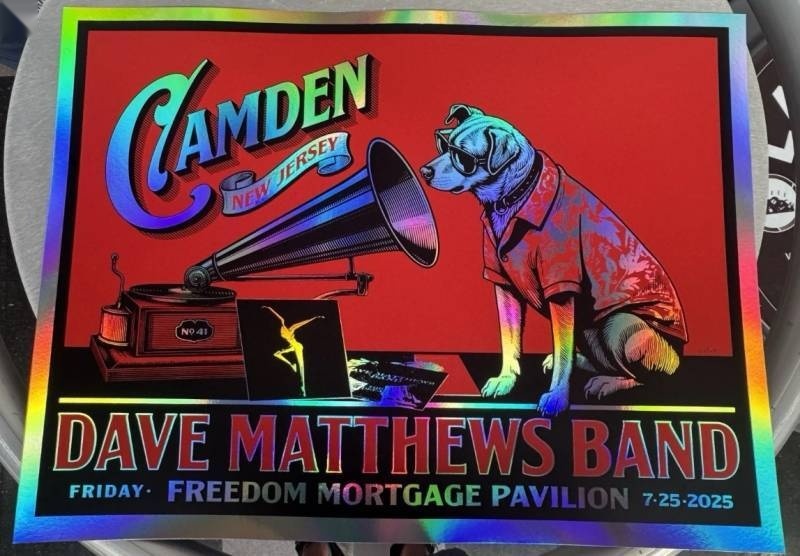 Aaron von Freter (Rockswell) — Dave Matthews Band, Freedom Mortgage Pavilion, Camden, NJ · Jul 25, 2025 Show Foil Poster