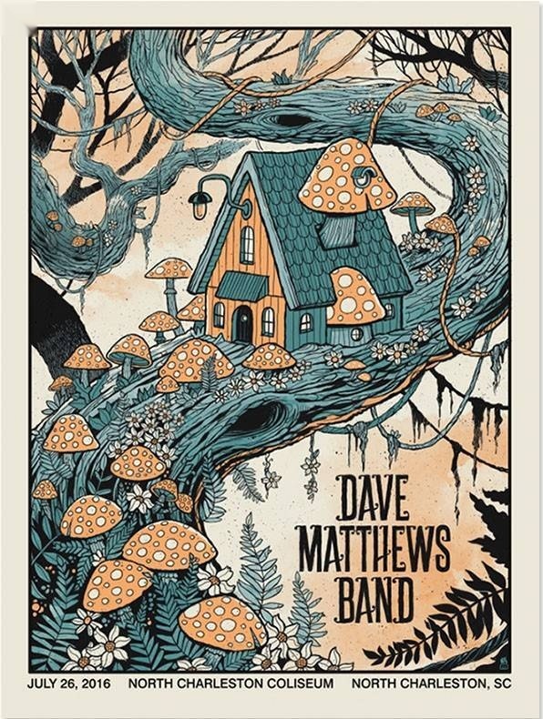 Methane Studios — Dave Matthews Band, North Charleston Coliseum, North Charleston, SC · Jul 26, 2016 Artist Poster