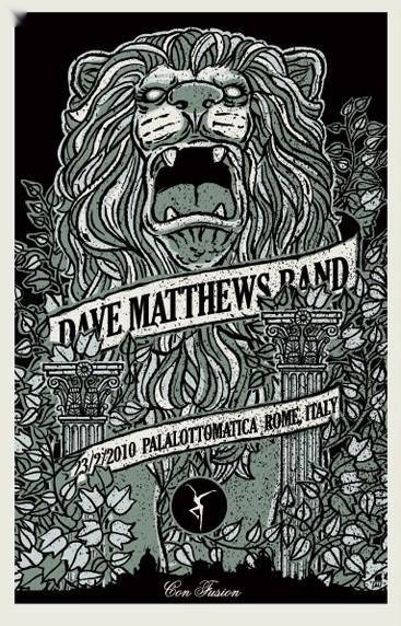Methane Studios — Dave Matthews Band, PalaLottomatica, Rome, ITA · Feb 23, 2010 Artist Proof Poster