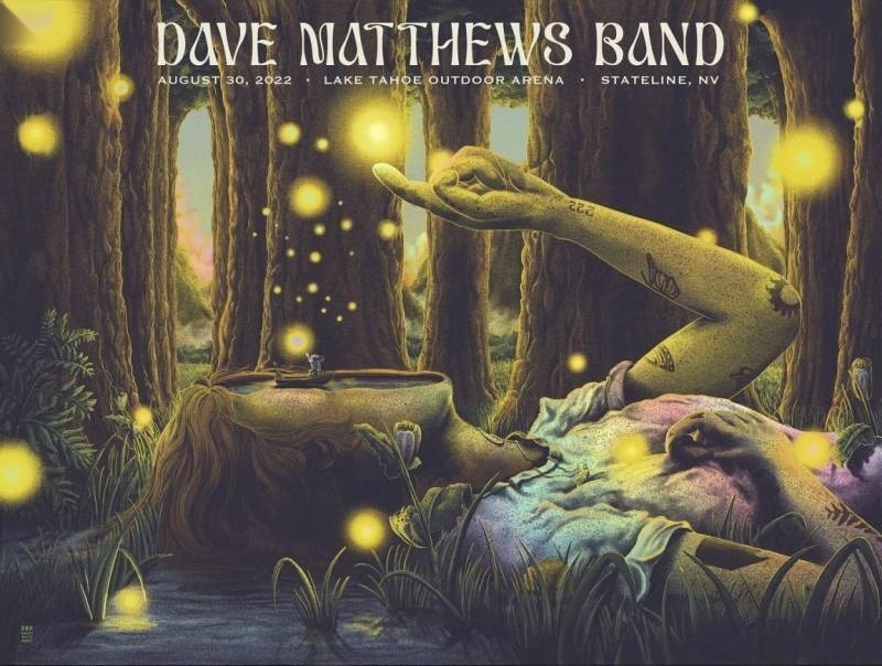 Bailey Race — Dave Matthews Band, Lake Tahoe Amphitheatre at Caesars Republic, Stateline, NV · Aug 30, 2022 Artist Foil Poster
