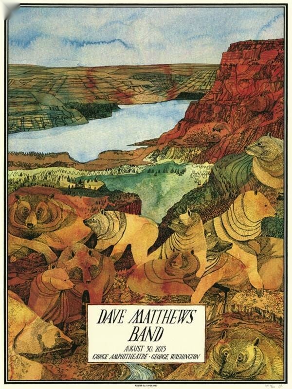 Landland — Dave Matthews Band, The Gorge Amphitheatre, George, WA · Aug 30, 2013 Artist Poster